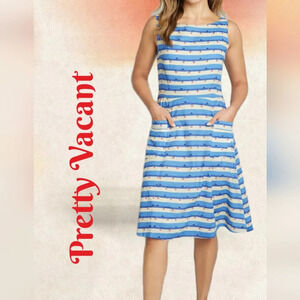 Pretty Vacant Dress Sz XL Nautical Print All Cotton Lined Lightweight Womens